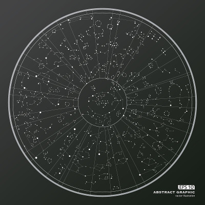 点与曲线构造抽象图形，东方占星学。