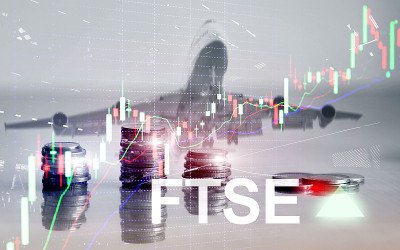 富时100金融时报股票交易所指数英国英国英国投资交易概念与图表。