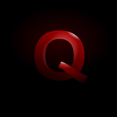 Q letter on dark background