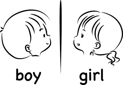 向量卡通男孩和女孩厕所性别标志