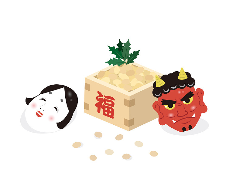 Japanese traditional Setsubun illustration