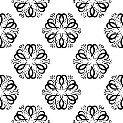 Seamless background with floral black and white pa