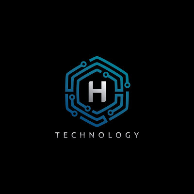 六角网络字母H图标设计矢量。