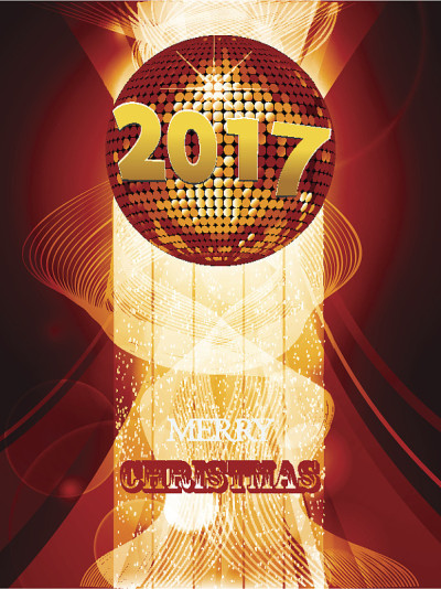 圣诞2017与迪斯科球发光的背景