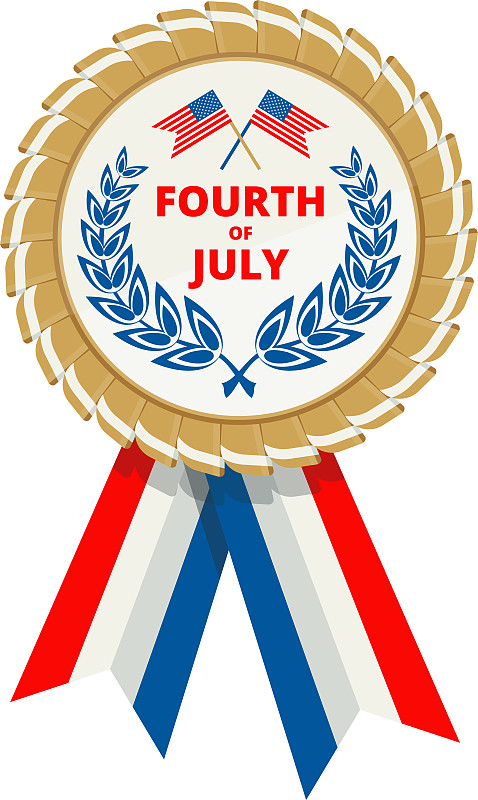 美国独立日平面矢量图标。7月4日庆祝派对。