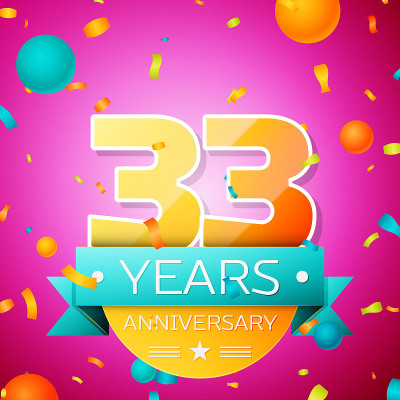 Realistic Thirty three Years Anniversary Celebrati
