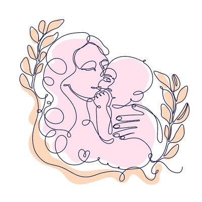 母亲抱着婴儿。