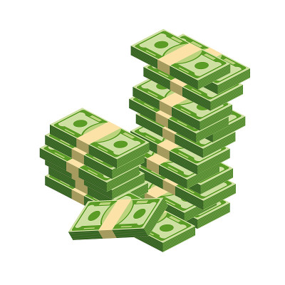 一大捆的纸币。1 .装满现金。