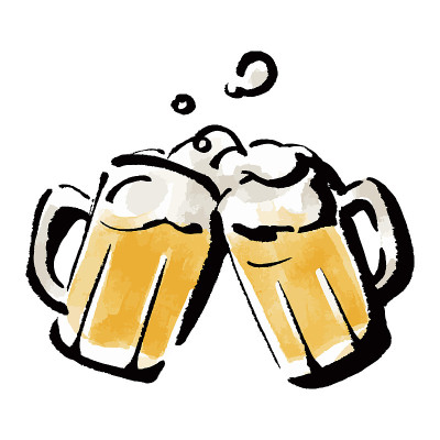 剪贴画:啤酒杯。欢呼。彩色插图