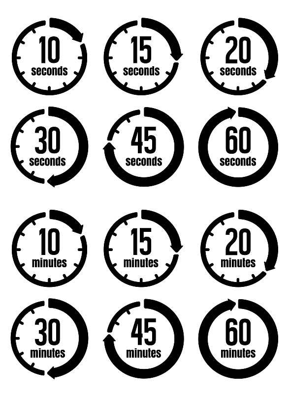 Clock , timer (time passage) icon set ( form 10 se