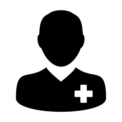 医疗保健客户端图标矢量的男性个人资料头像符号的病人医疗咨询在平面彩色象形文字象形图