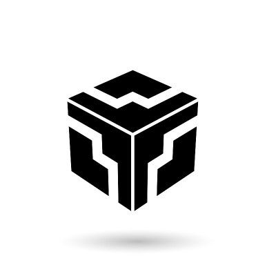 单色黑色之字形立方体矢量插图