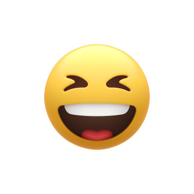 微笑的笑脸，眯着眼睛
