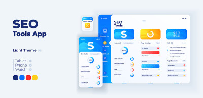 Seo工具app屏幕矢量自适应设计模板