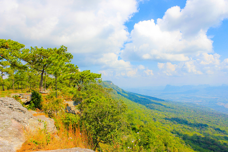 雾和云山谷景观，洛伊，泰国