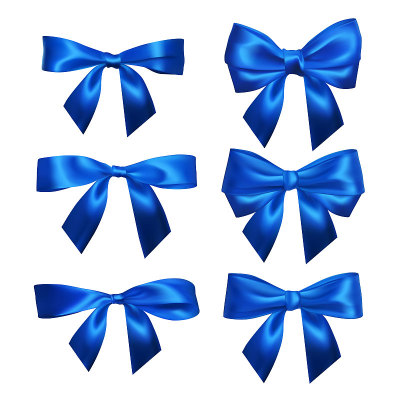 Set of Realistic blue bows. Element for decoration