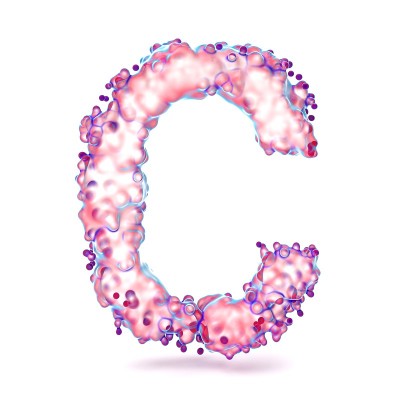 3D字母C与抽象的生物纹理