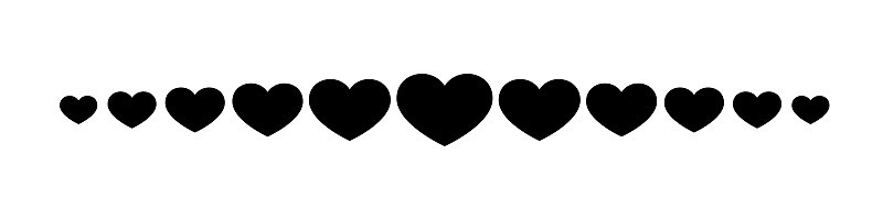 向量线与心。线性图标。Hearticon。一组黑心。分割线的概念，强调。