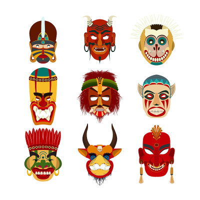 Tribal masks set 7