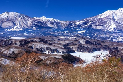 日本长野县马达郎高原的冬季景观。