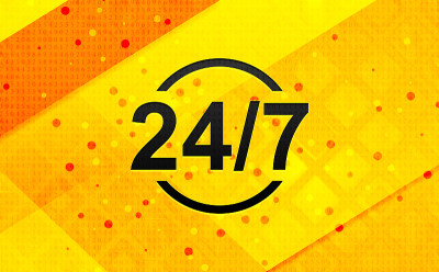 24/7图标抽象数字旗帜黄色背景