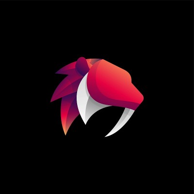 矢量插图老虎梯度彩色风格。