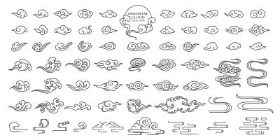 东方云插图向量集