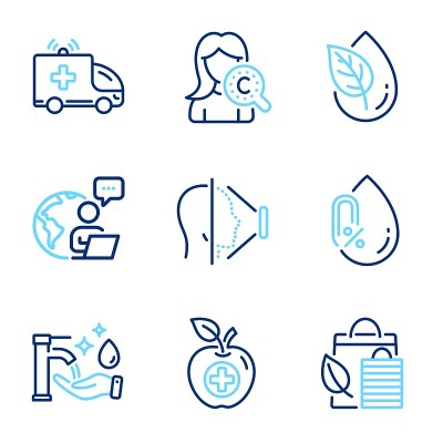 Healthcare icons set. Included icon as No alcohol,