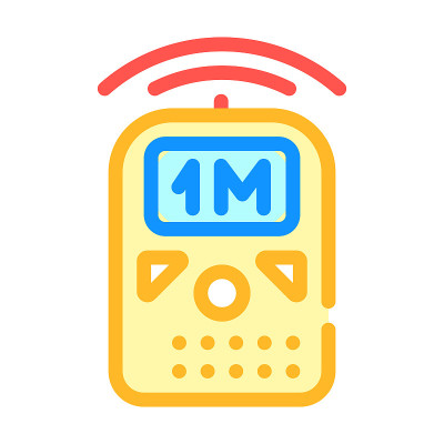 超声波尺测量设备彩色图标矢量插图