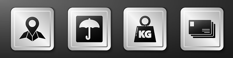 Set Placeholder on map paper, Umbrella, Weight and