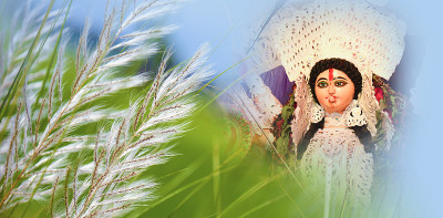 女神杜尔迦的脸在快乐杜尔迦Puja Subh Navratri Maa背景