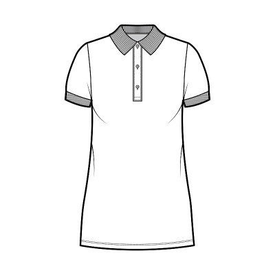短袖polo衫，超短裙，超长铅笔裙，亨利领口服装时尚插图