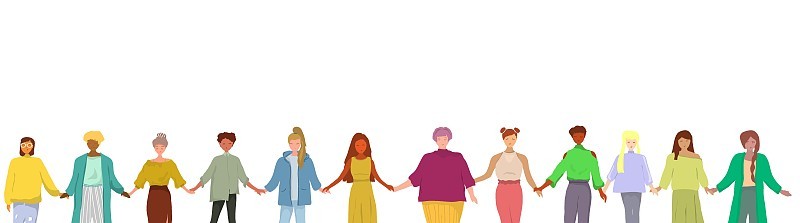 女人挂手。女孩力量的概念。