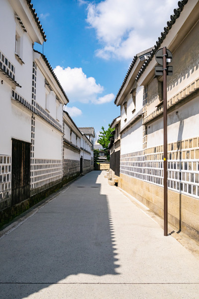 日本冈山县仓市仓市壁馆历史街区。仓山Bikan历史街区是冈山的头号观光景点。