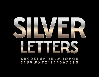矢量银字母表字母和数字
