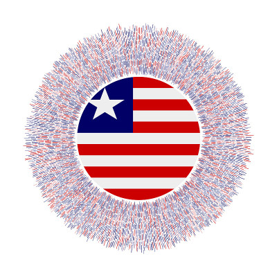 Flag of Liberia with colorful rays.