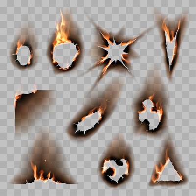 Burnt scorched paper hole
