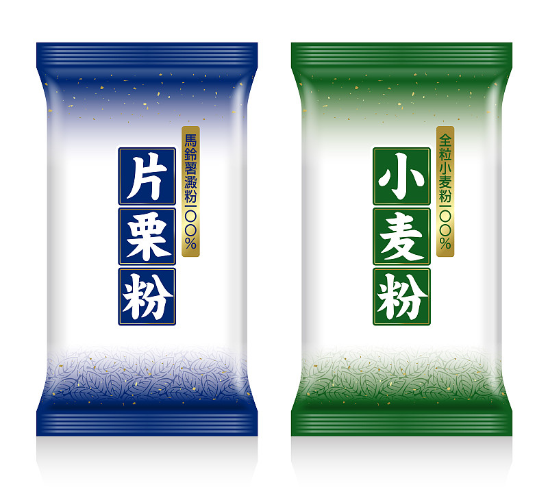 图示:一袋马铃薯淀粉和一袋面粉。