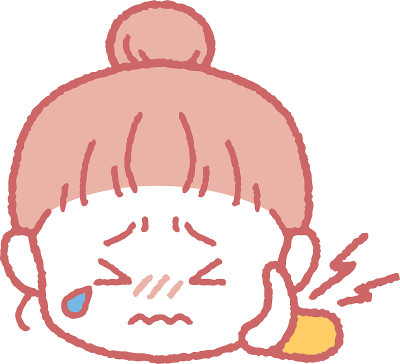面颊/牙齿酸痛的女孩的插图