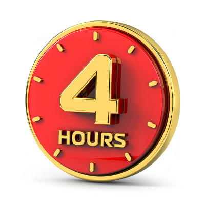 金色4小时的红色背景。4小时黄金。3 d演示。