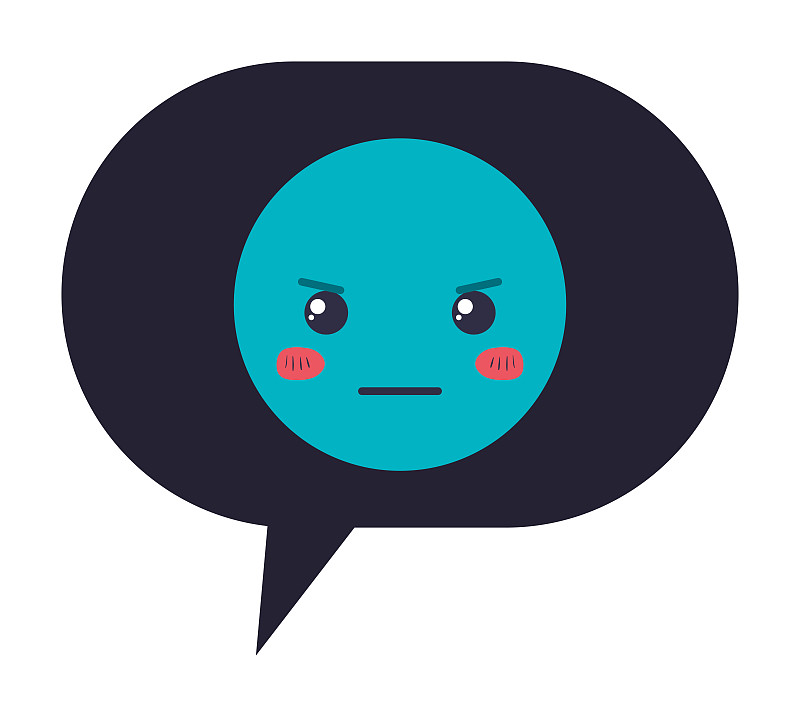 speech bubble with angry emoji kawaii character