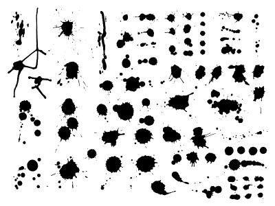 Collection of ink drops. Set of black paint splash