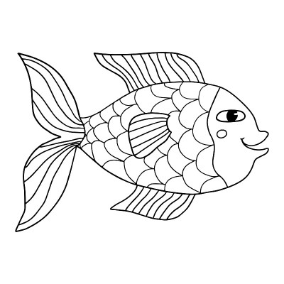 快乐细线可爱的卡通涂鸦鱼