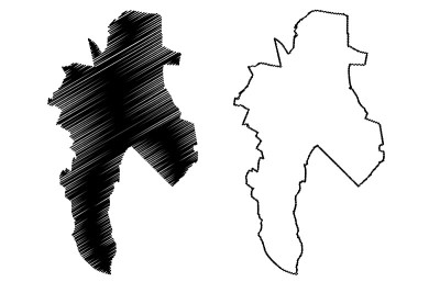 Chorzow市(波兰共和国，西里西亚Voivodeship)地图矢量插图，草稿Chorzow市地图