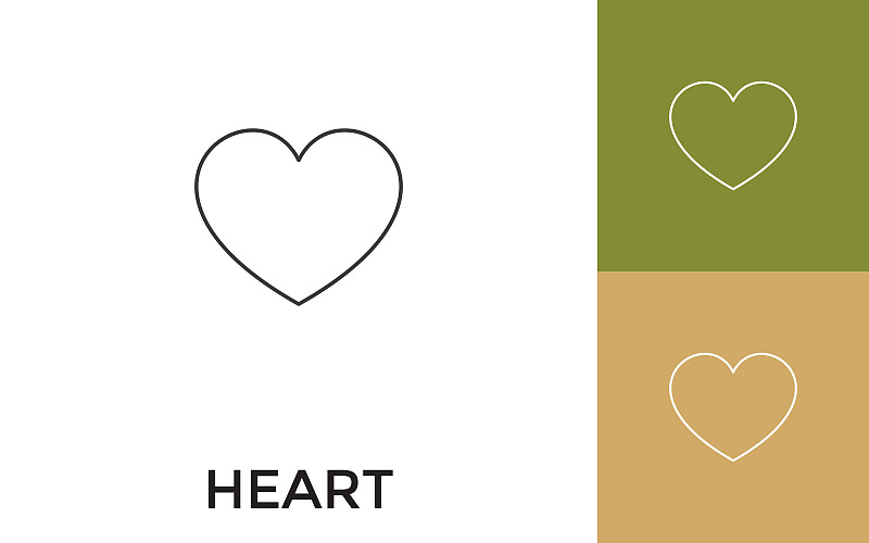 Editable Heart Thin Line Icon with Title. Useful F