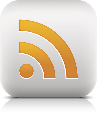RSS标志橙色象形图圆角正方形图标web互联网按钮