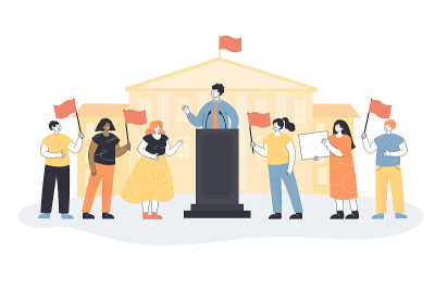 部长在会见选民时发表讲话