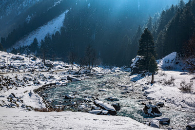 美丽的sonmarg在冬天，sonmarg，克什米尔