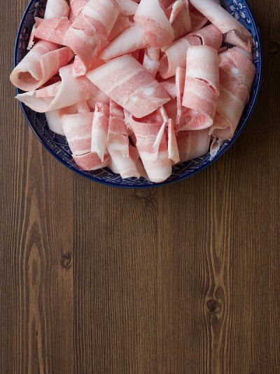 韩国食品冷冻五花肉，五花肉片，三叶草