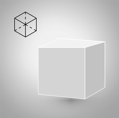 立方体是一种几何图形。嬉皮时尚极简设计。固体膜。立方体平面设计矢量插图，美术线条。矢量图